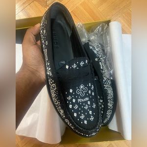 BNIB Mens Rhude canvas Badana Print  Balck Loafer size 12